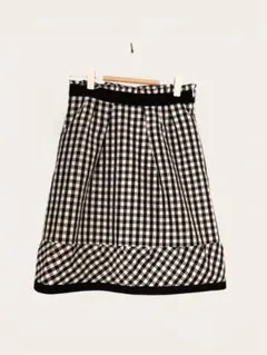 ギンガムチェック フレアスカート　モノトーン