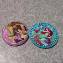 ディズニー 刺繍缶バッジ ラプンツェル アリエル