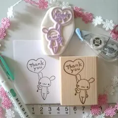 風船うさぎさん　Thank you　大きめの