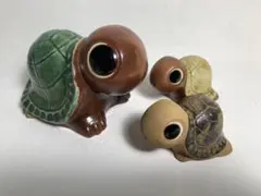 チェブラーシカとワニのゲーナ グジェリ焼き 陶器の置物 3点セット