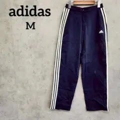 アディダス　トラックパンツ　ネイビー　前ファスナー　M 3本ライン