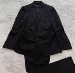 COMME CA MEN 48 黒　ストライプ　セットアップ　ビジネススーツ