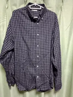 GU コットンチェック柄シャツ Lサイズ グレー系　メンズ