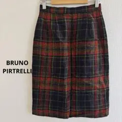 BRUNOPIRTRELLI シルク ウール チェック タイトスカート レナウン