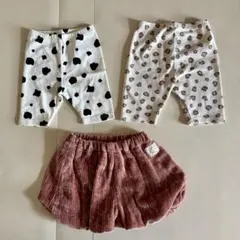 牛柄・豹柄 かぼちゃパンツのボトムス3点セット 70cm 80cm