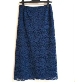 INDIVI　ネイビー レース ロングスカート