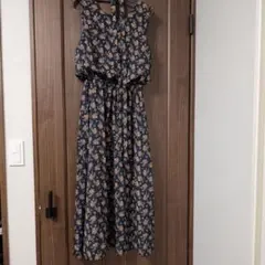 【ViS】花柄ネイビー ワンピース Fサイズ