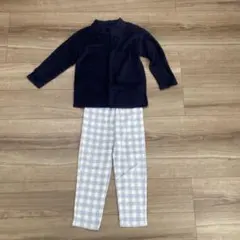 【ユニクロ】フリースパジャマ　120cm ネイビー　パープルチェック
