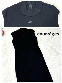 courrèges クレージュ ノースリーブ ワンピース ブラック 9 M ロゴ
