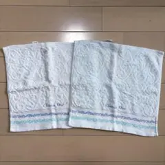 ディオール ハンドタオル 2枚セット 青 ロゴ刺繍 綿100%のサムネイル