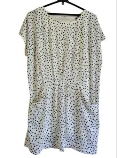 未使用に近い☆ワンピース☆チュニック☆navy natural☆白×黒☆ドット☆