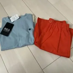 POLO Tシャツとオレンジパンツセット