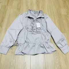 【未着用】シャツブラウス　フリル　11号　Lサイズ　レディース　長袖