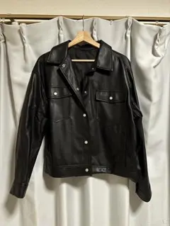 フェイクレザー ジャケット ブラック