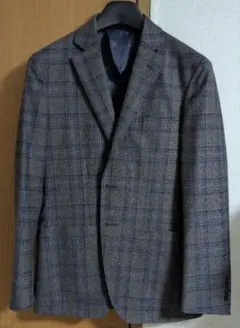 【美品】ORIHICA ジャケット　茶×青　タータンチェック　マルゾット　S