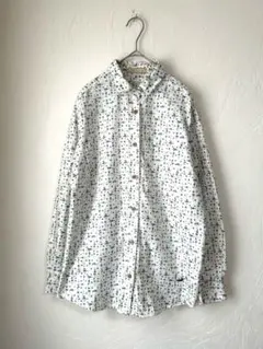 クロコダイル シャツ ブラウス 長袖 花柄 ロゴ 日本製 XL LL