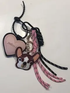じゃらじゃらキーホルダー　フレンチブルドッグ　ハート