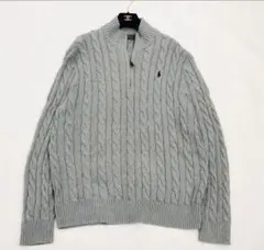 現行　ラルフローレン ハーフジップ ケーブルニット　グレーRalphLauren