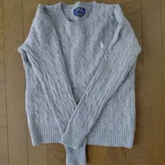 RALPH LAUREN グレー ケーブル編みセーター レディースS相当