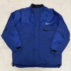 90s ナイキ 白タグ 中綿 ジャケット 青 M ヴィンテージ 刺繍ロゴ