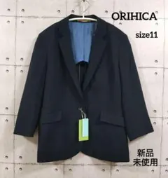 ORIHICA 洗えるスーパーストレッチジャケット(紺・ストライプ・七分袖)のサムネイル