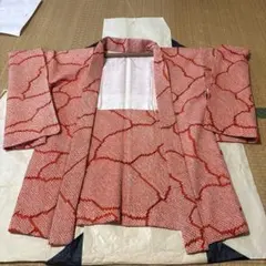 絞り 羽織 羽織紐付き 赤　未使用