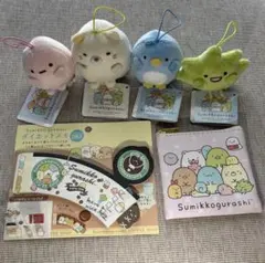 すみっコぐらし ばんざいゴムひも付きマスコット、メモ、ポーチ 6点セット