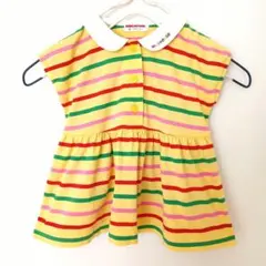 ミキハウス ボーダー 丸襟 ワンピース 80㌢