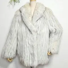 【美品】染めブルーフォックス ショートコート ファーコート クロップド丈 M ブルーフォックス 染め FOX 本毛皮 ファーコート ショート丈