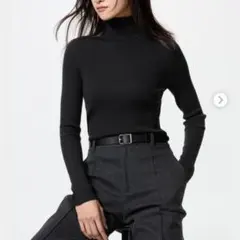 UNIQLO　エクストラファインメリノリブタートルネックセーター　XL　ブラック