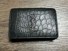サンローラン 三つ折り財布 タイニーウォレット クロコ型押し ブラックのサムネイル