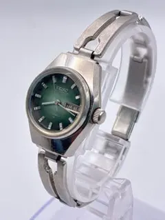 セイコーオートマチック腕時計 グリーンレディース　デイデイト稼働17石ビンテージ