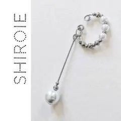 水曜１０％OFF◎ホワイト/揺れるモダンパール調節可能イヤーカフ