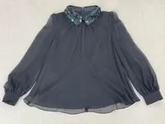 (K08513) 銀座マギー GINZA MAGGY デザイン襟シアーブラウス