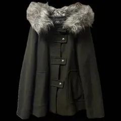 平成 グランジ y2k 森ガール ZARA オリーブグリーン ファー付きコート