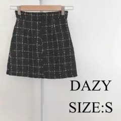 【美品】 DAZY レディース ミニ スカート ツイード フレア 黒 可愛い