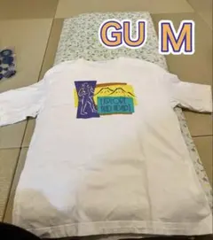 GU Tシャツ M 白 半袖 プリント カジュアル シンプル メンズ レディース
