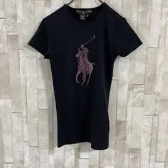 【美品】90s RALPH LAUREN 半袖Tシャツ ピンクポニー ビーズ刺繍