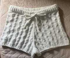ジェラートピケ　ホワイトケーブル編みショーツ