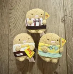 すみっこぐらしデニーズ限定　てのりぬいぐるみ　とんかつ　3点セット