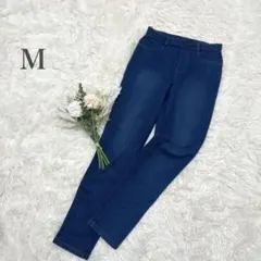 デニム風＊裏起毛パンツ　ストレッチ　防寒　楽ちん　カジュアル　普段着　M