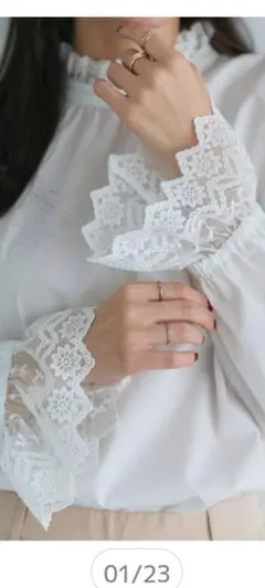 ピエロ　袖レースブラウス　Ｌサイズ　新品