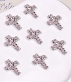 5p ネイルパーツ　十字架　ピンク　ゴシック　ハート　シルバー