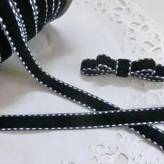 ネイビー限定　約8.6m　ステッチ ベルベットリボン　10mm幅