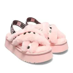 UGG ピンク ファー 厚底サンダル　ヒョウ柄