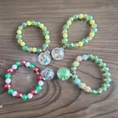 カラフルビーズブレスレット４個セット