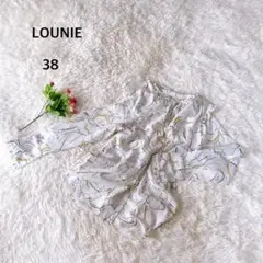 LOUNIE ブラウス 38 白 花柄 フリル 長袖 リボン シアー 春夏 上品