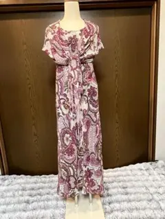 ペイズリー柄ノースリーブロングワンピース(リバーシブル)パーティードレス