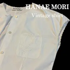 HANAE MORI コットンブラウス S フレンチスリーブ 刺繍 レース 美品のサムネイル