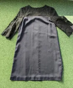 UNITED　ARROWS　黒のレース長袖膝丈ワンピース